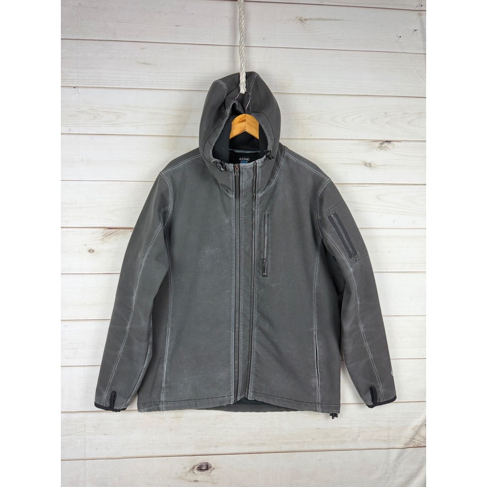 KUHL Jacket Mens L Gray Interceptr Full Zip Hoodie Vintage Patina Dye Softshell